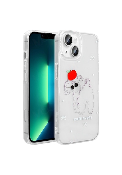 Apple Uyumlu iPad iPhone 13 Kılıf Şeffaf Figürlü Zore Folk Sert Kapak Sevimli Köpek