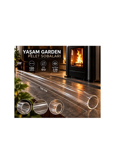 Borosilikat Pelet Soba Camı 120 Cm