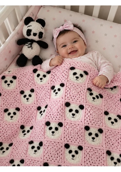 Panda Bebek Battaniyesi Ve Oyuncak Beyaz - Pembe