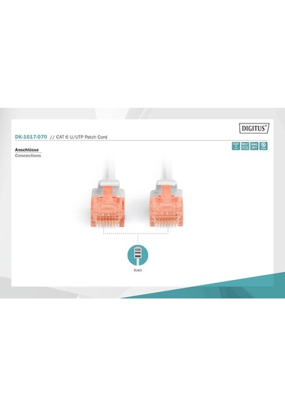 Professional Cat6 U-utp Patch Kablo, 7 M Standart