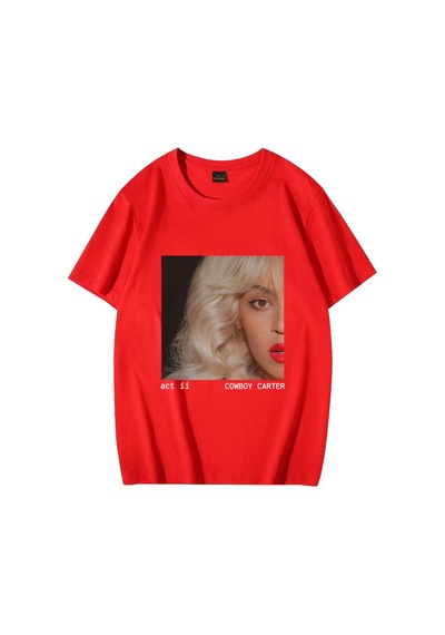 Flood Of Style Vintage Stil Beyoncé Act Iı Kovboy Kız Albümü T Shirt Erkek Kadın Yüksek Kaliteli Streetwear Kırmızı