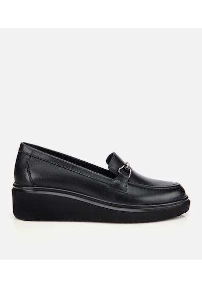 Hotiç Kadın Deri Siyah Tokalı Dolgu Topuklu Klasik Loafer 01ayh314460a100 01ayh314460a100 Siyah