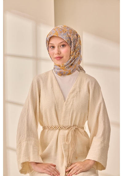 Silk Home Olinda İpek Eşarp 47002-37 Gri, Mavi, Hardal, Taş, Lila