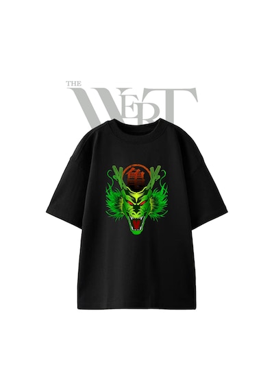 Thewert Shenron Dragon Tasarım Baskılı Ünisex Siyah Oversize T-shirt