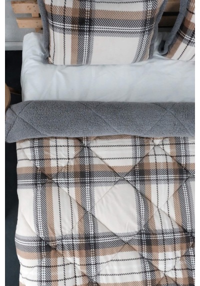 Merinos Comforter Çift Kişilik Yorgan Seti - Kahverengi