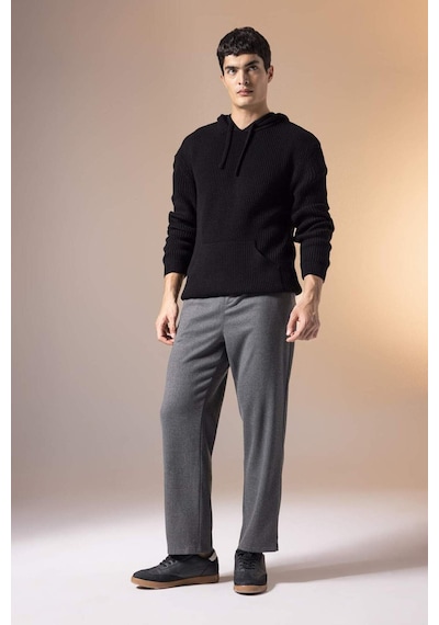 Defacto Pantolon Relax Fit Beli Bağcıklı Cepli Basic Düz Düz Paça B7336AX23WNAR162 Antrasit