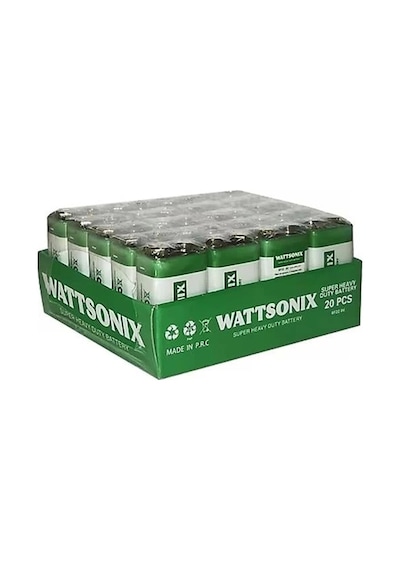 Wattsonix Çinko Karbon 6f22 9 Volt Pil 20'li Paket