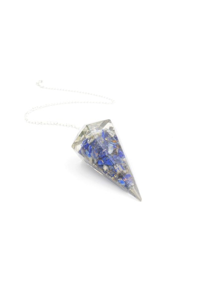 Hakiki Doğal Lapis Lazuli Taşı Orgonit Pandül 1.Kalite Gümüş