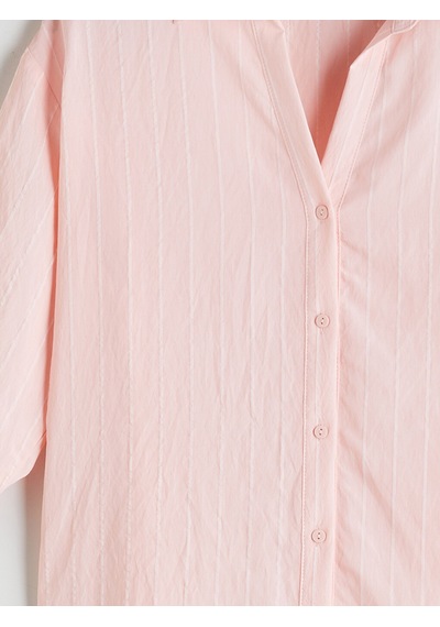 Lcwaıkıkı Classic Pembe Çizgili Kadın Gömlek