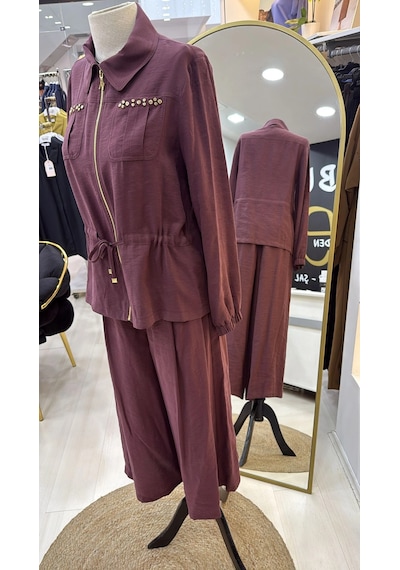 Nuss Pantolonlu Takım 1049 Bordo Bordo