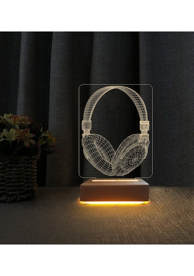 Kulaklık Lamba 3d Led Masa Lambası Doğum Günü Hediyesi Lamba