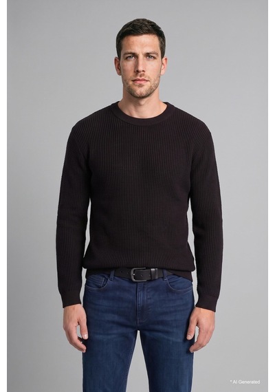 Defacto Relaxed Fit Bisiklet Yaka Basic Triko Kazak G6422ax26aubk81 Siyah-bk81