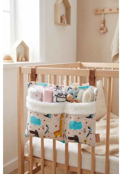Pratik Askılı Organizer Bebek Arabası Beşik Kenar Fluffy Organizer Animal
