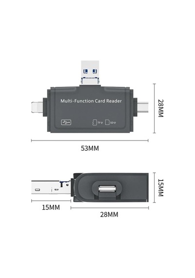 Kyrotech 7in1 Micro Usb, Type C, İphone 15, 14, 13, 12, 11 Pro,pro Max Uyumlu, Multi, Kart Okuyucu,