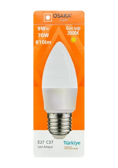Tr 9w 70w Sarı Işık 3000k E27 Duylu Led Mum Ampul, 10 Adet Genel