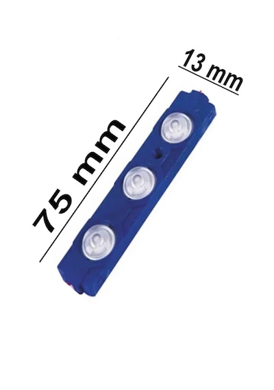 3 Ledli Parmak Led Modül 1.5w 2835 Smd Mercekli Mavi Renk 12v 15 Adet