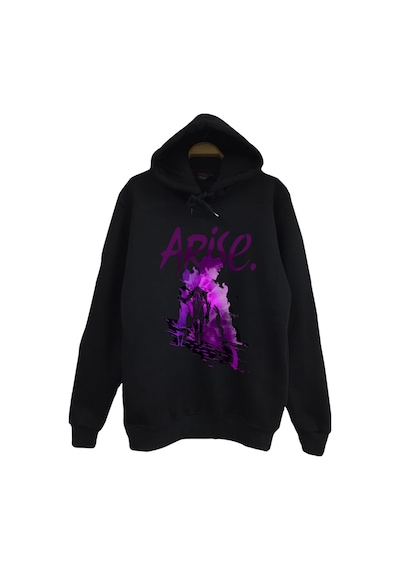 Solo Leveling Arise Anime Baskılı Unisex %100 Pamuk Kapüşonlu Siyah Sweatshirt Siyah