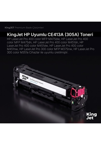 Kingjet Hp Uyumlu Ce413a 305a Kırmızı Standart Kapasiteli Tekli Çipli Uyumlu  Toner Laserjet Pro 400 Color Mfp M475dn