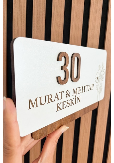 Kişiye Özel Kapı Numarası Ve İsimlik Şık Daire Kapı Tabelası 26 Cm 15 Cm