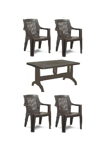 Buyukarısoy Elegance Rattan Efektli Plastik Sandalye + 70X120 Plastik Masa Tk
