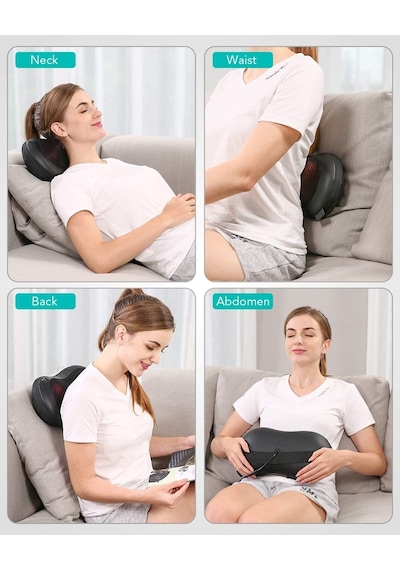 Eragon Shiatsu Black Ovmalı Boyun Bel Sırt Karın Ayak Masaj Aleti Masaj Yastığı Siyah