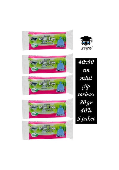 40x50 Cm Mini Çöp Torbası 80 Gr 40'lı 5 Paket