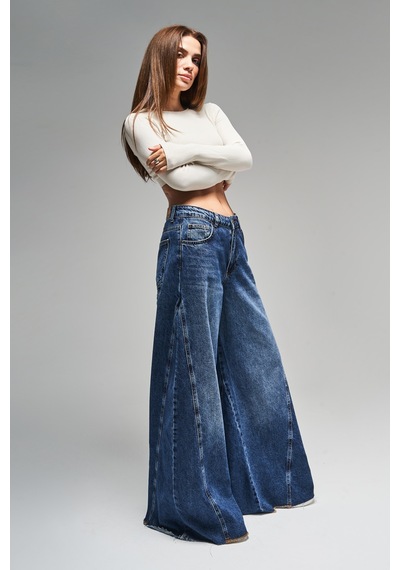 Itsbasic Kadın Koyu Mavi Renk 2w47 Süper Palazzo Fit %100 Koton Jean Itsbasic Kadın Koyu Mavi Renk 2w47 Süper Palazzo Fit %100 Koton Jean