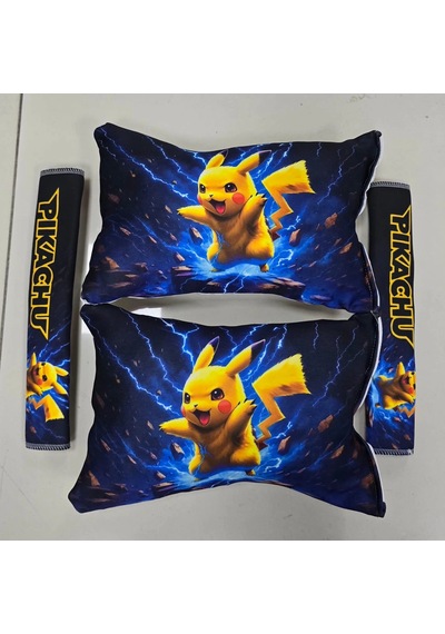 Pikachu İkili Yastık Ve Kemer Kılıfı Seti