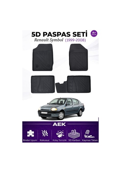 Renault Symbol 1999-2007 Araca Özel Havuzlu "karbon" Paspas Takım
