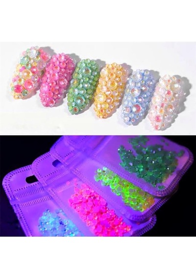 Hacimsel Neon Kristal Taş Pembe - 3d Parlak Nail Art Tırnak Süsü