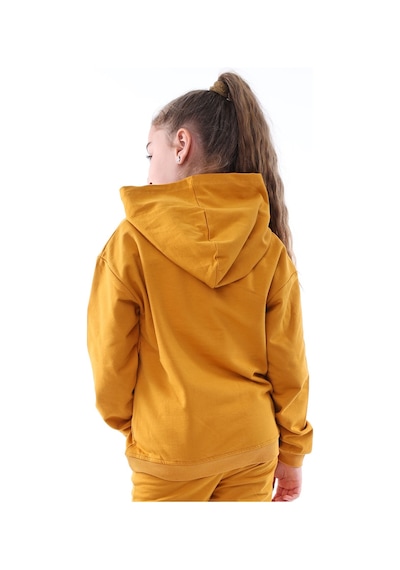 Zuzunga Basic Kapüşonlu Şardonlu Kanguru Cep Detaylı Çocuk Sweatshirt 3-10 Yaş Hardal