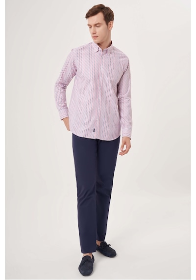 Bisse Erkek Regular Fit Çizgili Spor Gömlek Kırmızı Gm23y231030 D24 Kırmızı