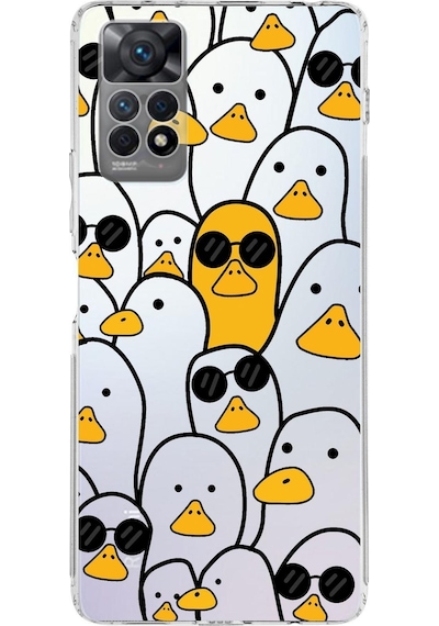 Xiaomi Redmi Note 11 Uyumlu Kamera Korumalı Kapak Duck Tasarımlı Şeffaf Kılıf Şeffaf