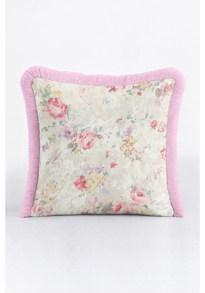 Romantik Çiçek Gül Bahçesi Saçaklı Yastık Kılıfı - Vintage Floral Krem Pembe Püsküllü Kırlent Kılıfı Puslu Lagün Lime Romantik Çiçek Gül Bahçesi Saçaklı Yastık Kılıfı - Vintage Floral Krem Pembe Püsküllü Kırlent Kılıfı Puslu Lagün Lime