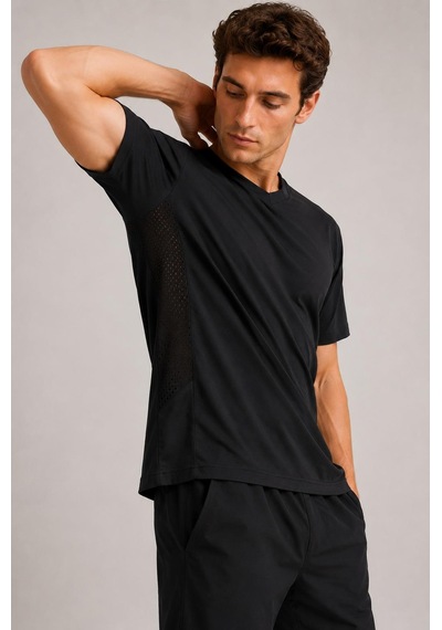 Alexander Gardi Nefes Alan File Detaylı Spor T-shirt Siyah
