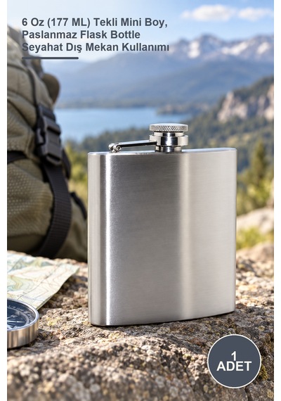 1 Adet Paslanmaz Çelik Matara 6 Oz 177 Ml Tekli Mini Boy, Paslanmaz Flask Bottle Seyahat Dış Mekan Kullanımı