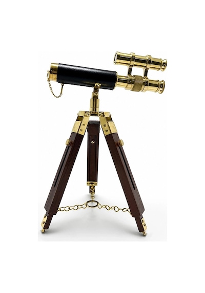 Pirinç Tripod Teleskop Dekoru Ahşap Ayaklı Nı5392b
