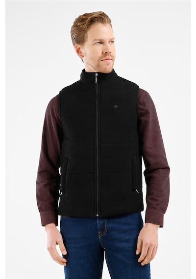 İmza Siyah Dik Yaka Fermuarlı Casual Slim Fit Kapitone Yelek 1009255103 Siyah