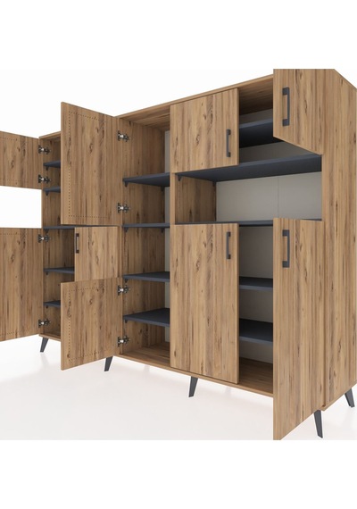 Hyperion Dolap 14 Raflı 10 Kapaklı 220x44x163 Çam-çam/antrasit Çam-çam/antrasit Hyperion Dolap 14 Raflı 10 Kapaklı 220x44x163 Çam-çam/antrasit Çam-çam/antrasit