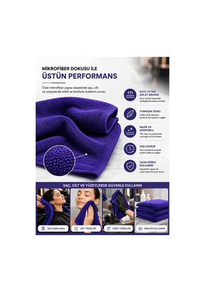 6Lı Paket Boya Tutmayan Mikrofiber El Yüz Spor Kuaför Havlusu 50X (535744741)