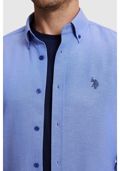 U.S. Polo Assn. Erkek Saks Uzun Kollu Basic Gömlek 50324708 Vr032 Koyu Mavi