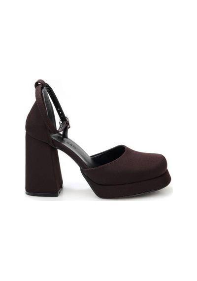Papuçcity Moda Zen 03512 Kadın Topuklu Abiye Ayakkabı Kahve-saten