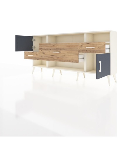 Arges Konsol 3 Raflı 3 Çekmeceli 2 Kapaklı 176x30x83 Aytaşı-antrasit/çam Antrasit/çam Arges Konsol 3 Raflı 3 Çekmeceli 2 Kapaklı 176x30x83 Aytaşı-antrasit/çam Antrasit/çam