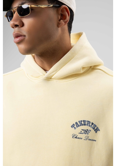 Vamos Oversize Yıkamalı Boxy Fit Kapüşonlu Sweatshirt Sarı
