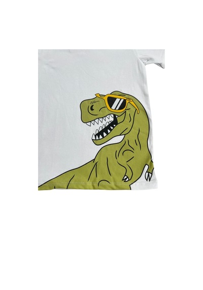 Dinozor Baskı Erkek Çocuk Takım-90694 Beyaz