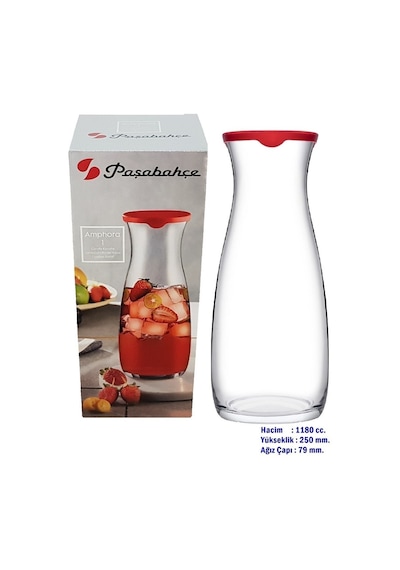 Paşabahçe Amphora Kırmızı Silikon Kapaklı Sürahi 1 L