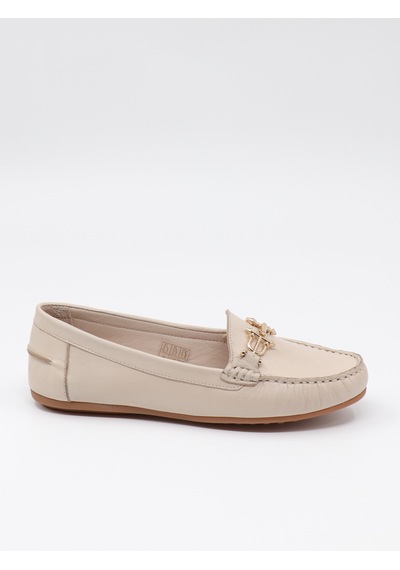 Nesilshoes Eliz 25700 Bej Hakiki Soft Deri Günlük Kadın Ayakkabı