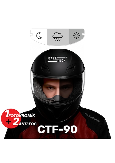 Caretech Buğu Önleyici CTF-90 Motosiklet Kask Cam Fotokromik Film