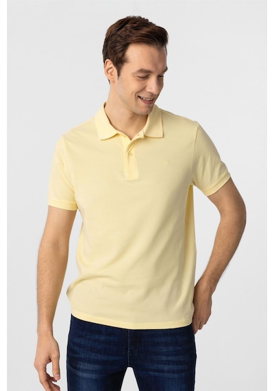 Süvari Sarı Slim Fit Düz Polo Yaka Tişört