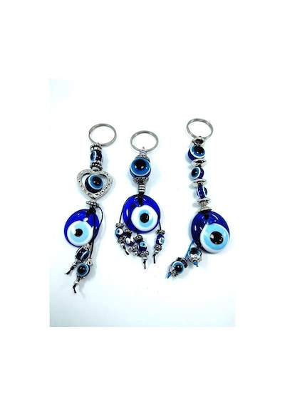 Cam Nazar Boncuğu Anahtarlık Üçlü Set El Yapımı Anahtarlık/araba 38206495